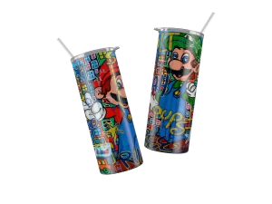 Vaso Skinny Mario y Luigui Retro.