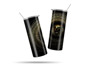 Vaso Skinny Calavera Dorada.