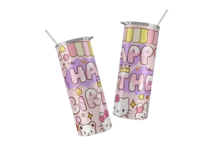 Vaso Skinny Hello Kitty Happy Birthday.