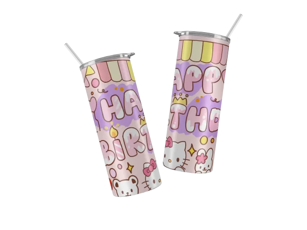 Vaso Skinny Hello Kitty Happy Birthday.
